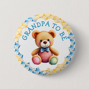 Stuffed Animals Grandpa to Be Baby Shower 6 Cm Round Badge