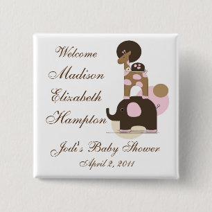 Stuffed Animals in Pink Personalised Button