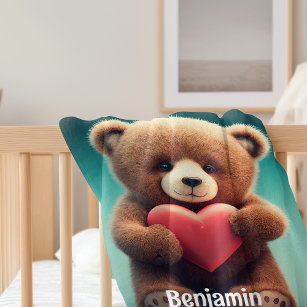 Stuffed Bear With Heart  Baby Blanket