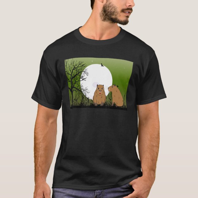 Stuffed Capybara Capy Bara Capibara Stuff Moon Cap T-Shirt (Front)