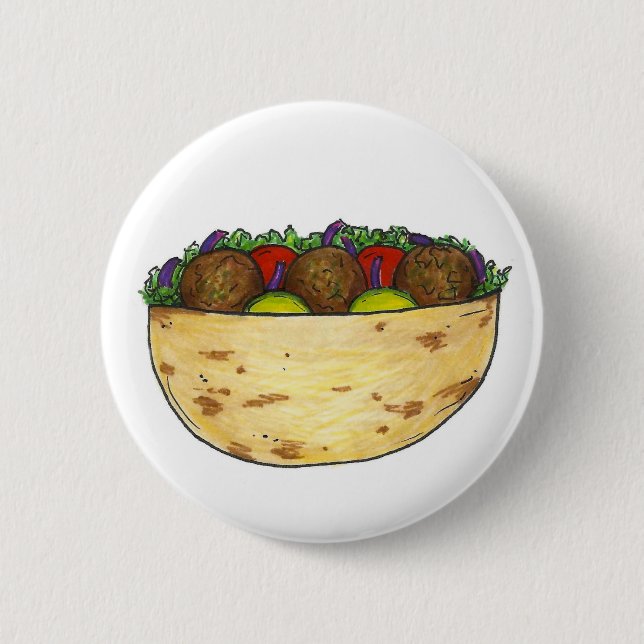 Stuffed Falafel Pita Sandwich Mediterranean Food 6 Cm Round Badge (Front)