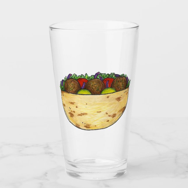 Stuffed Falafel Pita Sandwich Mediterranean Food Glass (Front)