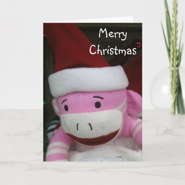 STUFFED MONKEY CHRISTMAS WISH HOLIDAY CARD (Front)
