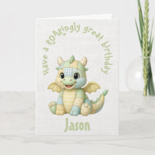 Stuffed Toy Dragon Young Child's Birthday Card