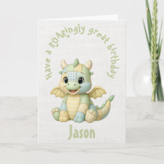 Stuffed Toy Dragon Young Child's Birthday Card