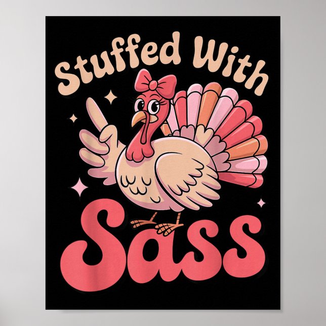 Stuffed With S Turkey Cute Nk Coquette Thanksgivin Poster (Front)