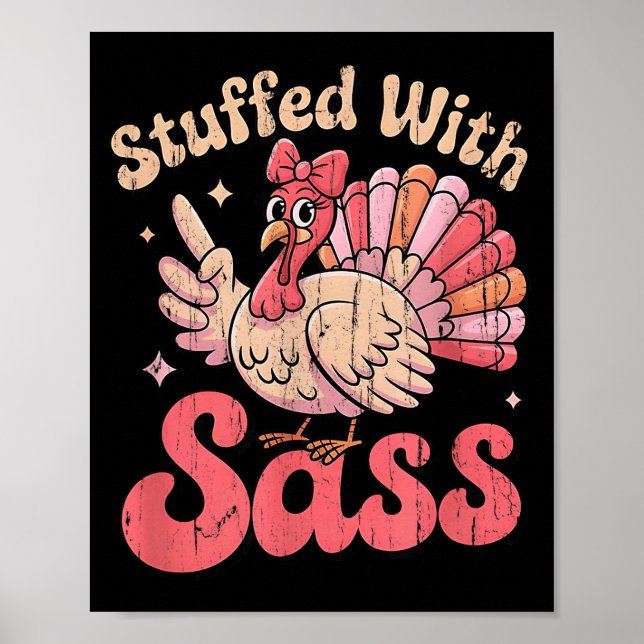 Stuffed With S, Turkey Kids, Funny Nk Coquette Bow Poster (Front)