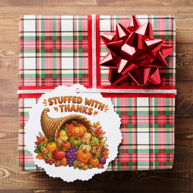 Stuffed With Thanks Cute Thanksgiving Cornucopia D Tree Decoration Card (Insitu (Gift))