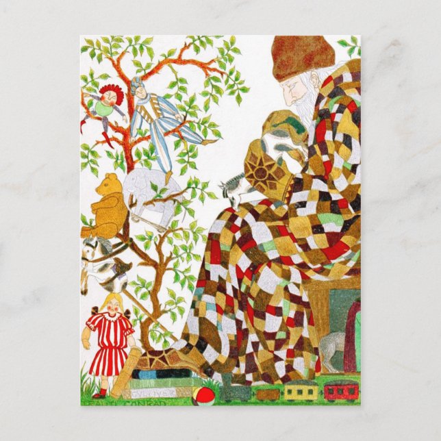 Stuffing Christmas Stockings Holiday Postcard (Front)