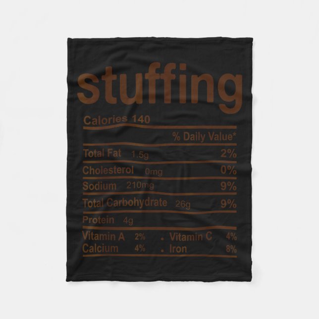 Stuffing Nutrition Facts Funny Thanksgiving Food C Fleece Blanket (Front)