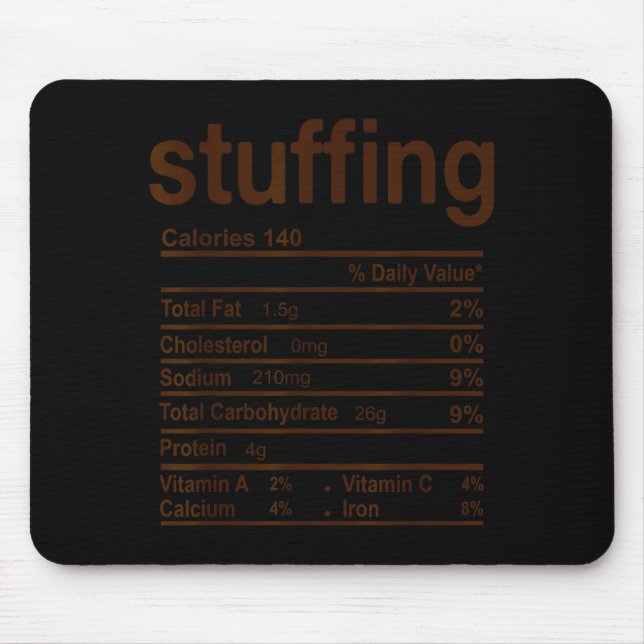 Stuffing Nutrition Facts Funny Thanksgiving Food C Mouse Mat (Front)
