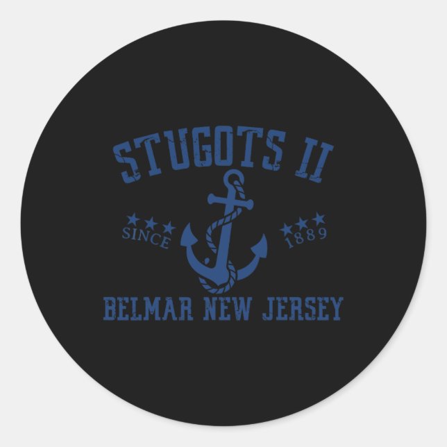 Stugots Belmar Nj Rope Retro Sarcastic Funny Boati Classic Round Sticker (Front)