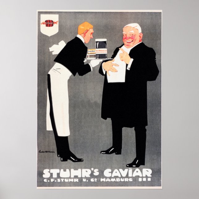 STUHR'S CAVIAR Food Advertisement Ludwig Hohlwein Poster (Front)