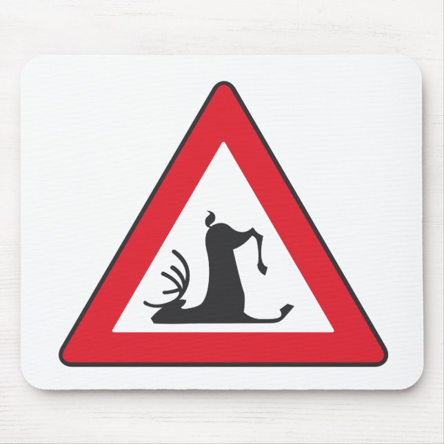 Stumbling Wildlife (Deer roadsign) Mouse Mat (Front)