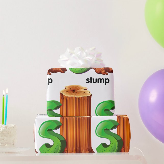 Stump Alphabet Letter S Fun Tree Stump Art  Wrapping Paper (Creator Uploaded)