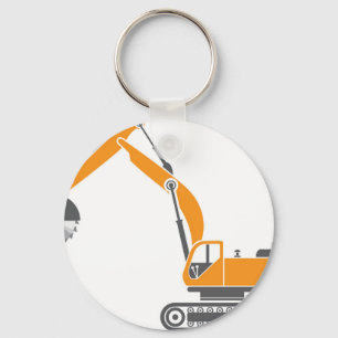 Stump and Stone Cutter Excavator Vector Key Ring