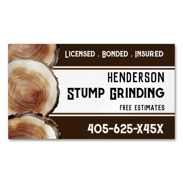 Stump Grinding  Magnetic Business Card (Front)