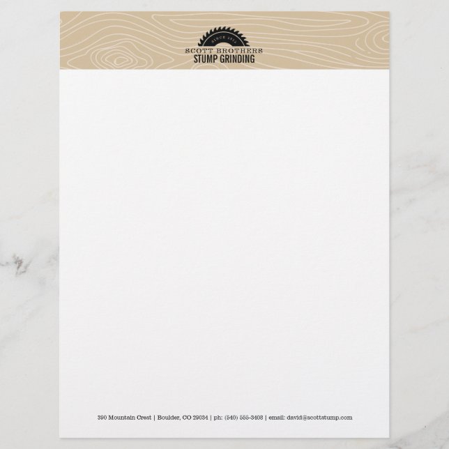 Stump Grinding or Tree Care Business Letterhead (Front)