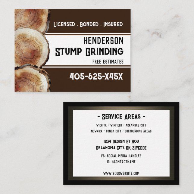 Stump Grinding Wood Business Card (Front/Back)