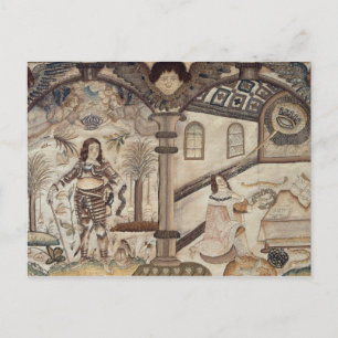 Stumpwork depicting Charles I and Charles II Postcard