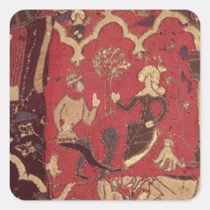 Stumpwork depicting Tristan and Isolde Square Sticker