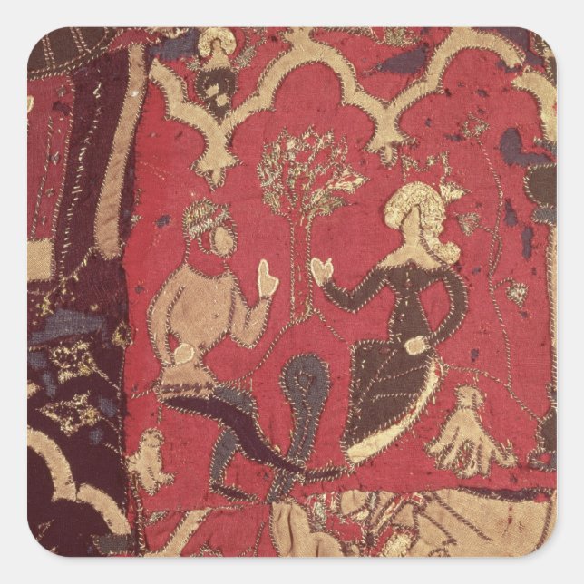 Stumpwork depicting Tristan and Isolde Square Sticker (Front)