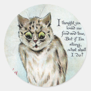 Stung Cat Vintage Valentine Classic Round Sticker
