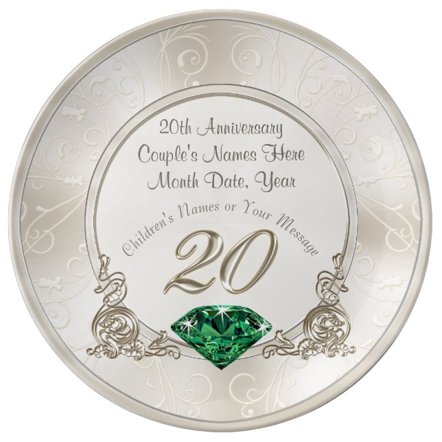 Stunning 20th Wedding Anniversary Gifts Plate (Front)