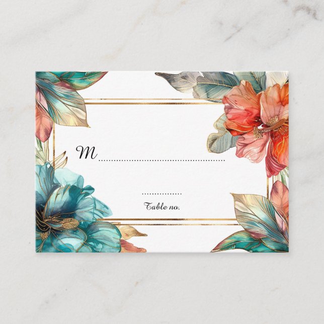 Stunning 2 sided Hibiscus Serenade Paradise Place Card (Front)