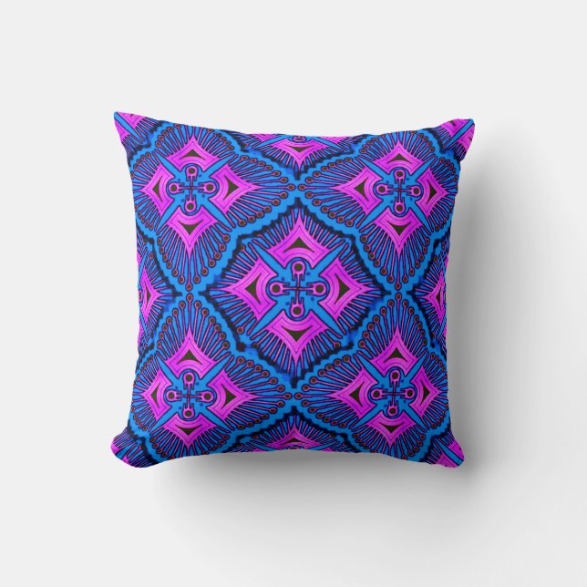 Stunning 3D Colourful Digital Accent Throw Pillow (Front)