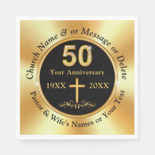 Stunning, 50th Church Anniversary, Napkins 3 Sizes