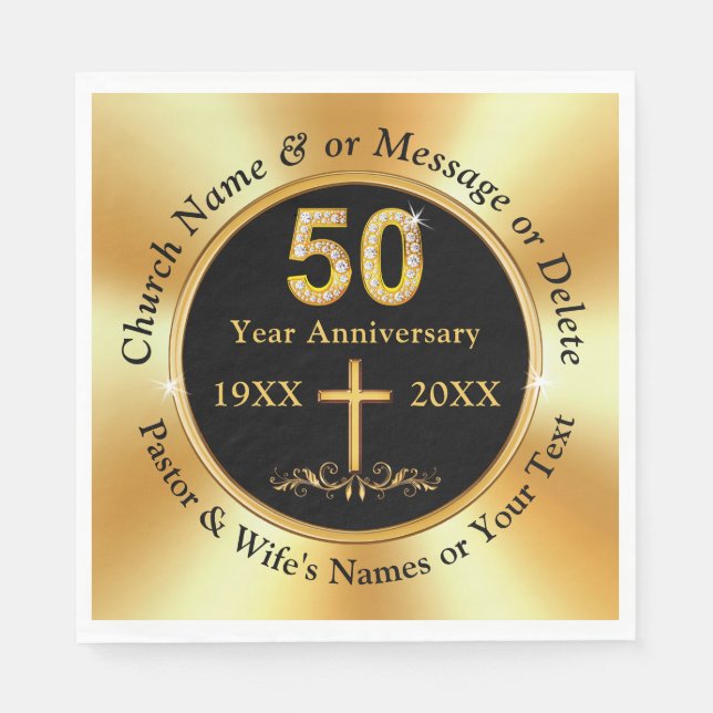 Stunning, 50th Church Anniversary, Napkins 3 Sizes (Front)