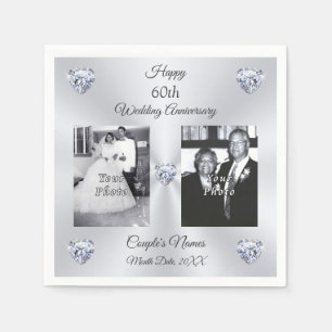 Stunning, 60th Anniversary Napkins, 1 or 2 PHOTOS Napkin