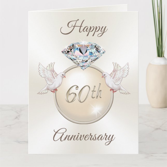 Stunning 60th Wedding Anniversary Cards in 3 Sizes (Front)