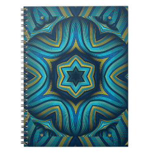 Stunning Abstract Blue and Yellow Mandala Art Notebook