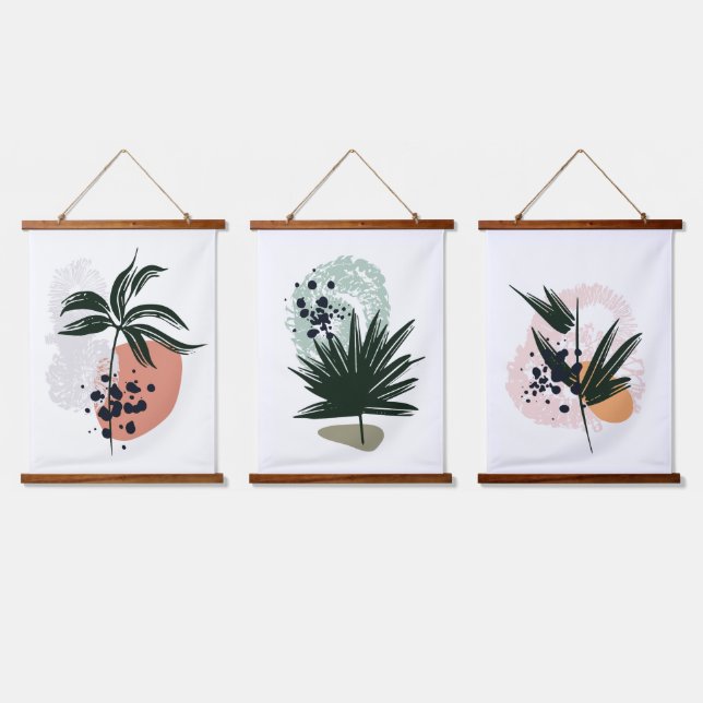 Stunning Abstract Palm Trees With Sunset  Hanging Tapestry (Triple)