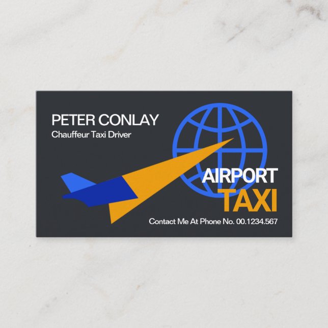 Stunning Aeroplane Liftoff Global Airport Taxi Rid Business Card (Front)