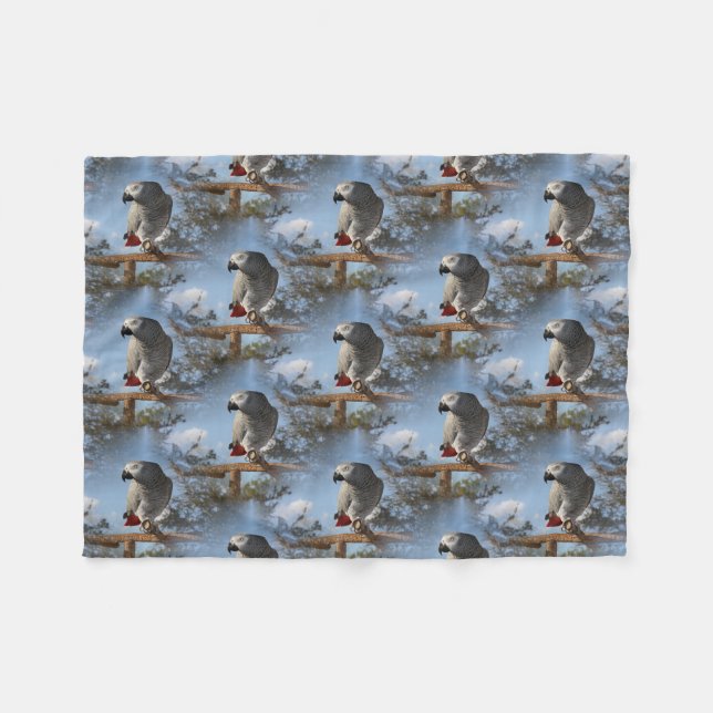 Stunning African Grey Parrot Fleece Blanket (Front (Horizontal))