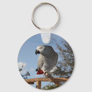 Stunning African Grey Parrot Key Ring