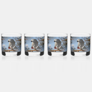 Stunning African Grey Parrot Whiskey Glass