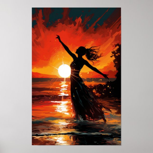 Stunning African Woman Silhouette Dancing Poster (Front)