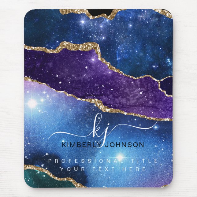 Stunning Agate Gold Glitter  Mouse Mat (Front)