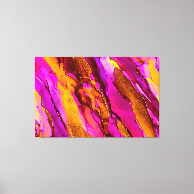 Stunning Alcohol Ink 3-Panel Wrapped Canvas Print (Front)