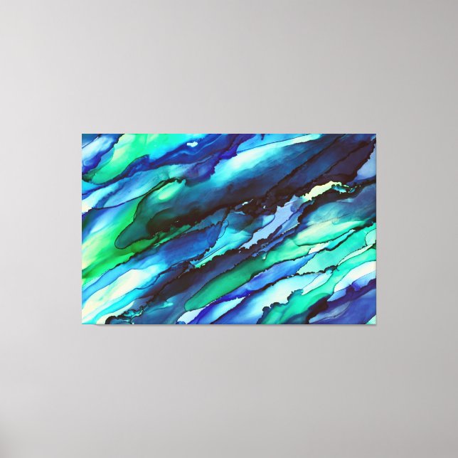 Stunning Alcohol Ink 3-Panel Wrapped Canvas Print (Front)