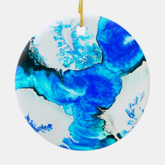 Stunning Alcohol Ink Painting Ceramic Tree Decoration (Back)