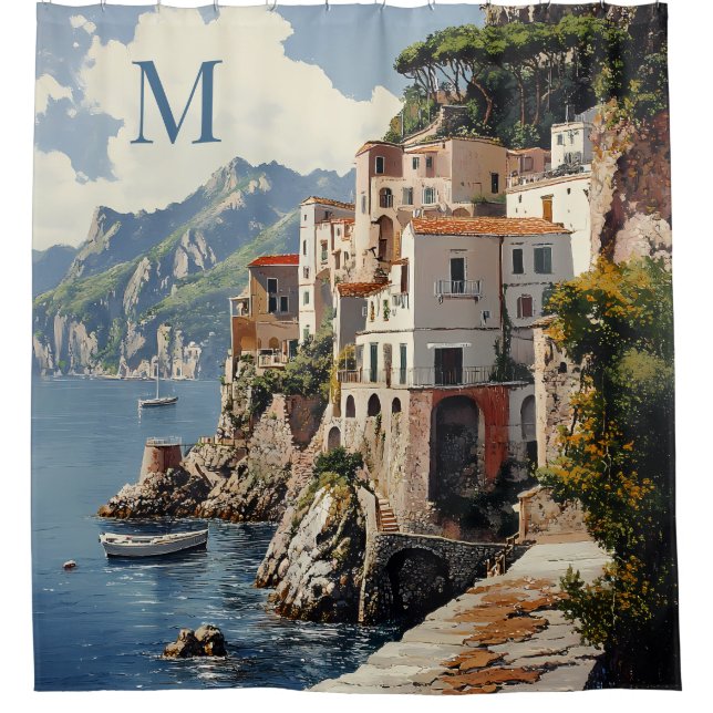 Stunning Amalfi Coast Italy Scenic Shower Curtain  (Front)