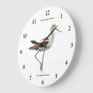 Stunning American Avocet Bird Strolling the Beach Large Clock