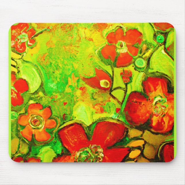 Stunning and Colourful Flowers Artwork Mouse Mat (Front)