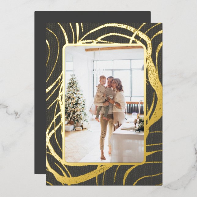 Stunning and Sophisticated Photo Christmas Foil Holiday Card (Front/Back)
