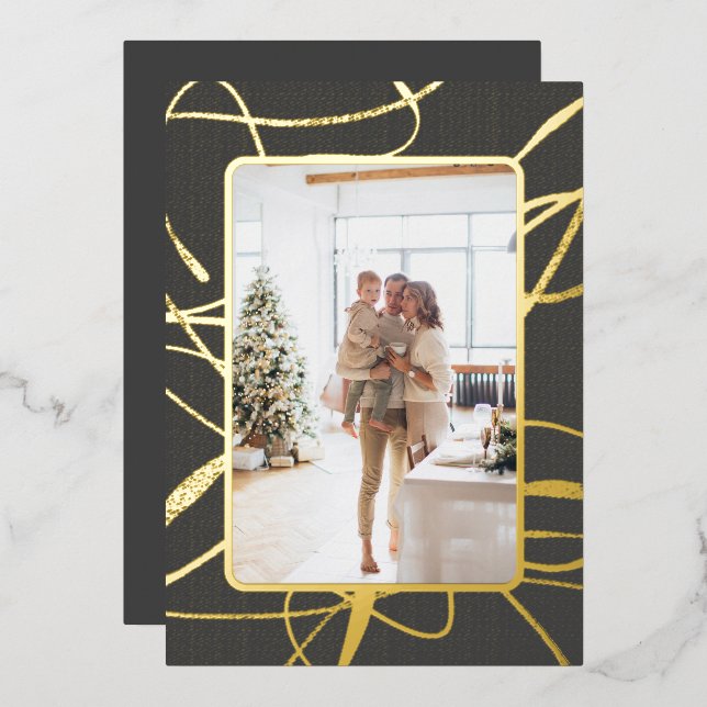 Stunning and Sophisticated Photo Christmas Foil Holiday Card (Front/Back)